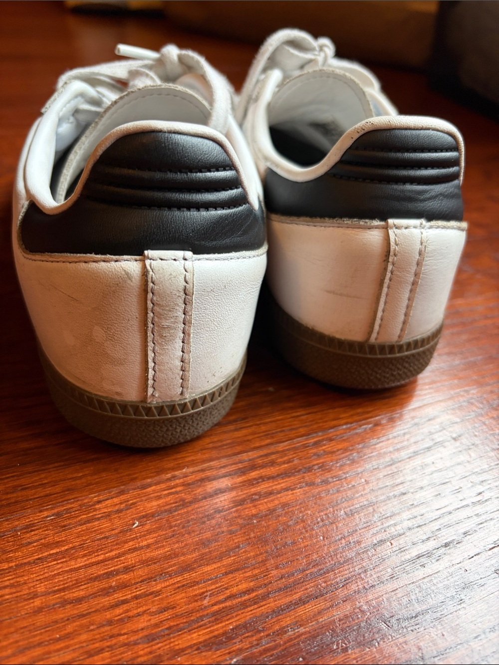 adidas Samba White Sneakers with Black Stripes and Tan Suede Accents - Picture 6 of 6